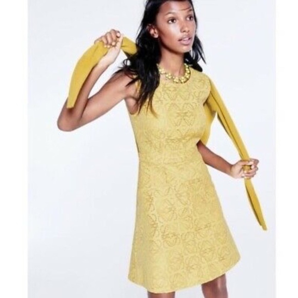 J.Crew Textured Eyelet Jacquard Dress in Yellow